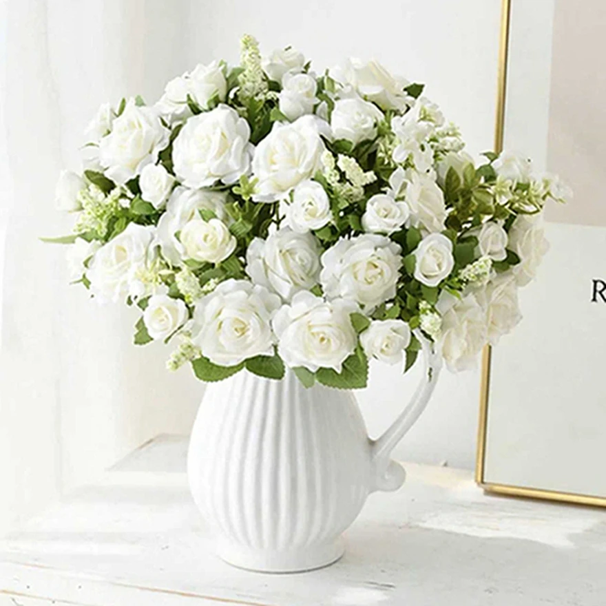 

Artificial Flowers Silk Rose Wedding Bridal Bouquet Festival Home Room Table Decor Outdoor Yard Garden Atmosphere Building Gift