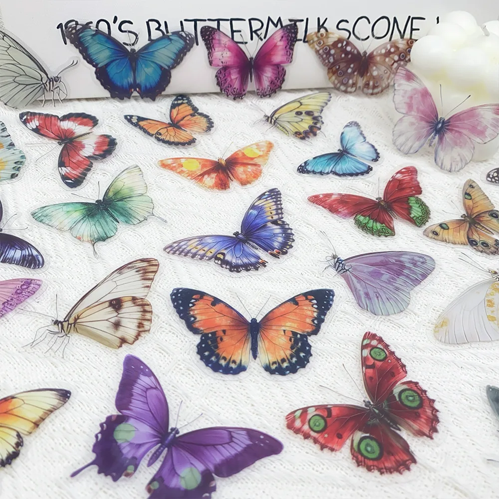 50Pcs Colorful Butterfly Graffiti Stickers Scrapbooking Collage Material Decorate Guitar Frame Wall DIY Waterproof Stickers