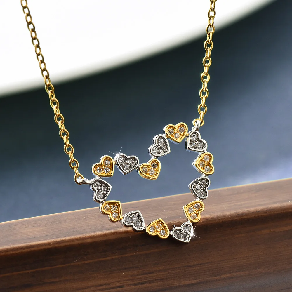 

Titanium steel heart-shaped necklace, women's heart-shaped two-color collarbone chain classic limited edition necklace
