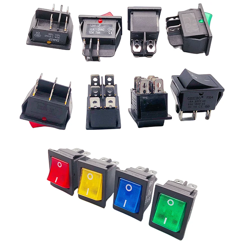 50PCS,Rocker Power Button Switches,High Current,ON/OFF,Special for Eelding Machine,KCD4,Sterling Silver Point,30/35A 250/125V AC