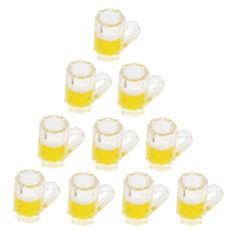 10 peças miniatura cerveja vidro resina pequenos copos casas bonecas decoração suprimentos