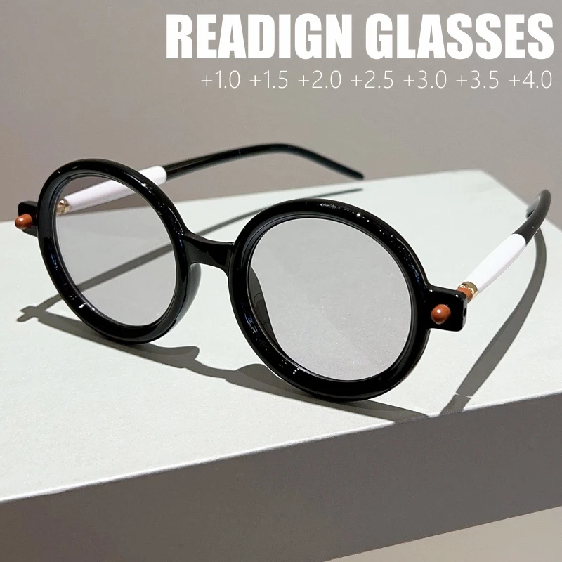 

Ultralight Round Reading Glasses for Men Women Unisex Vintage Eyewear Presbyopia Female Hyperopia Eyeglasses0 +1.0 To +4.0