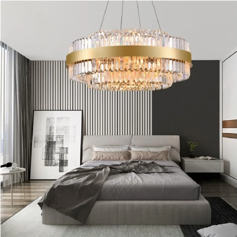 

LED Pendant Lamps luxury Nordic modern Creative round living room hotel lobby crystal Chandeliers Home Decorative Ceiling Lights