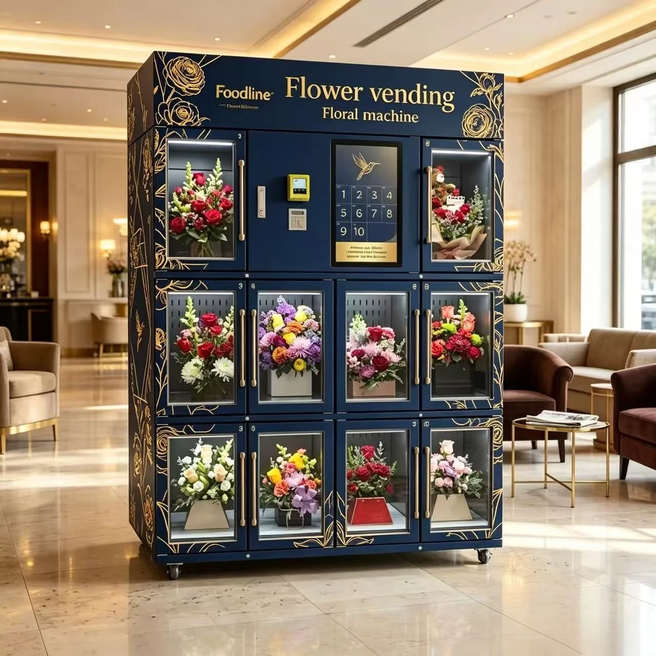 FL Customized Automatic Flower Vending Machine Humidity Control Refrigerated for Fresh Bouquet