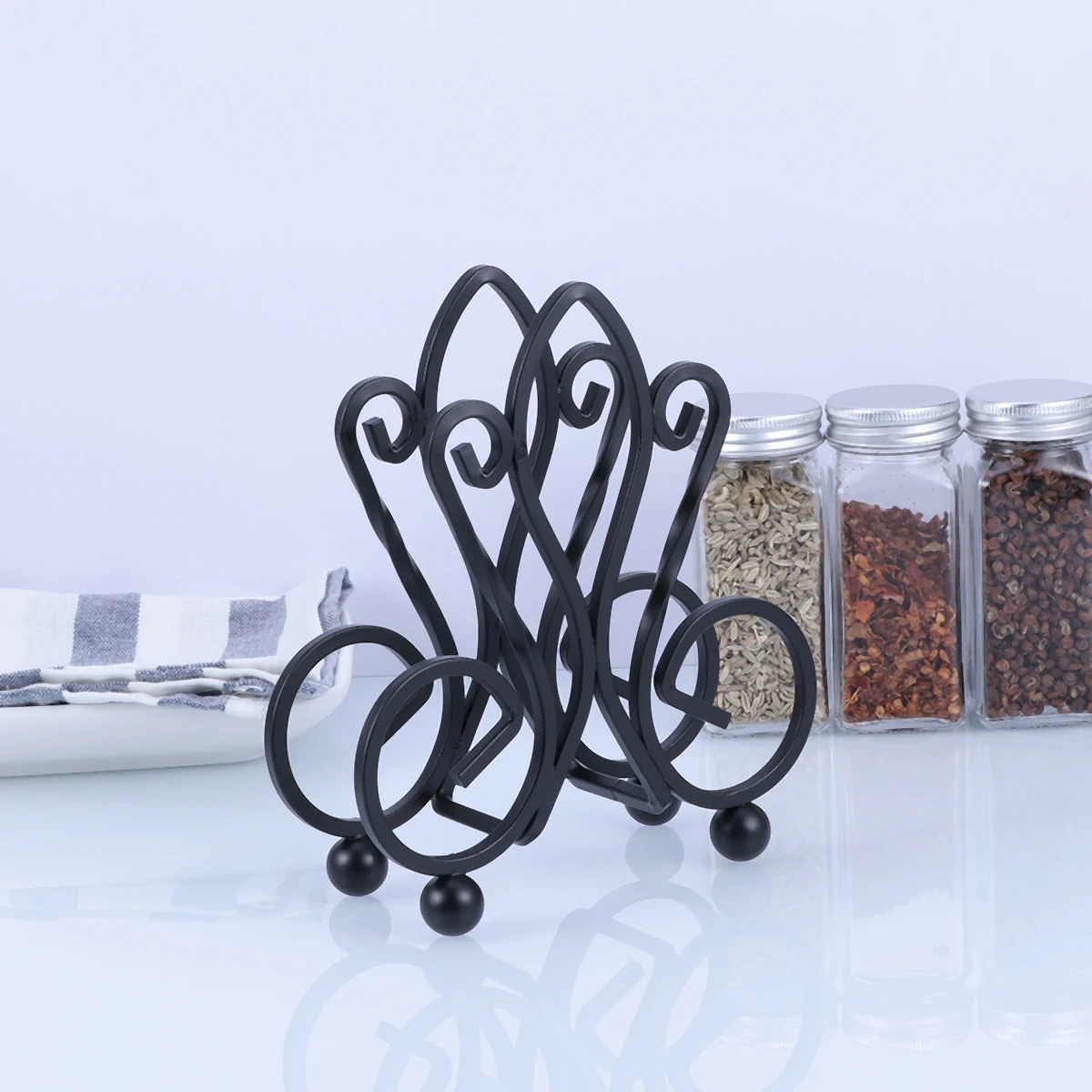 

Creative Cutting Board Rack Kitchen Premium Steel Multifunctional Storage Shelf Drain Holder Black Hollow Design