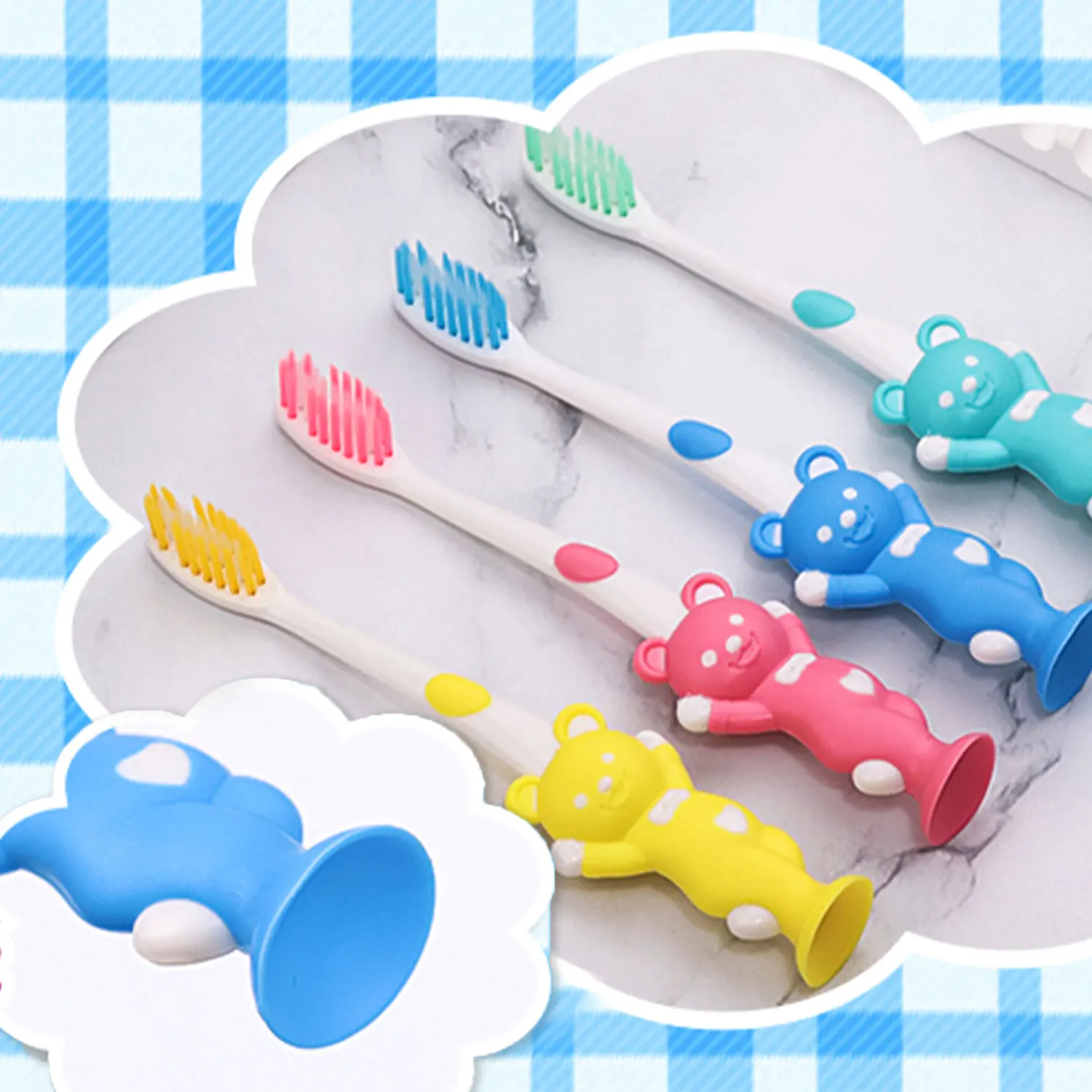 2-6 years Cartoon bear toothbrush for Fine soft boys and girls small head soft bristle toothbrush Can stand up toothbrush Or