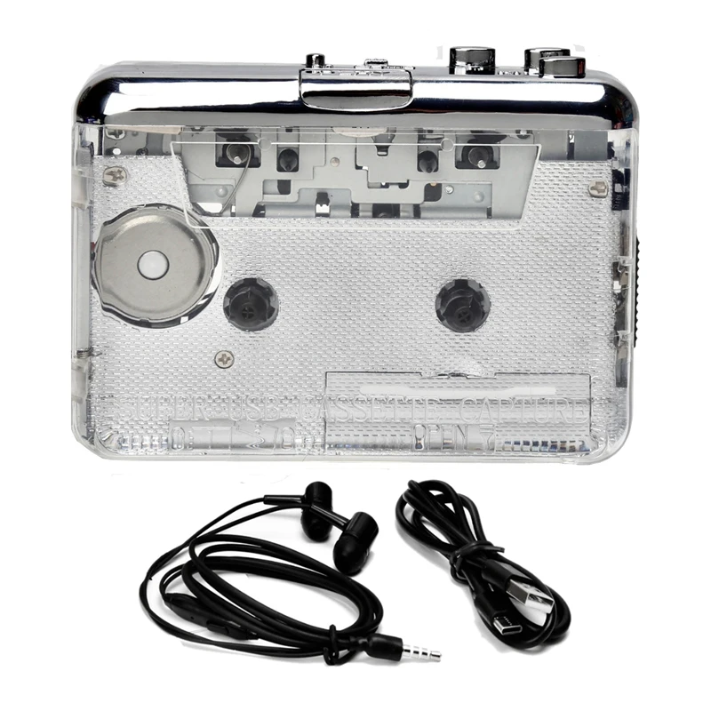 

1Set Cassette To MP3/CD Type-C Walkman Audio Music Player Cassette Recorder Transparent