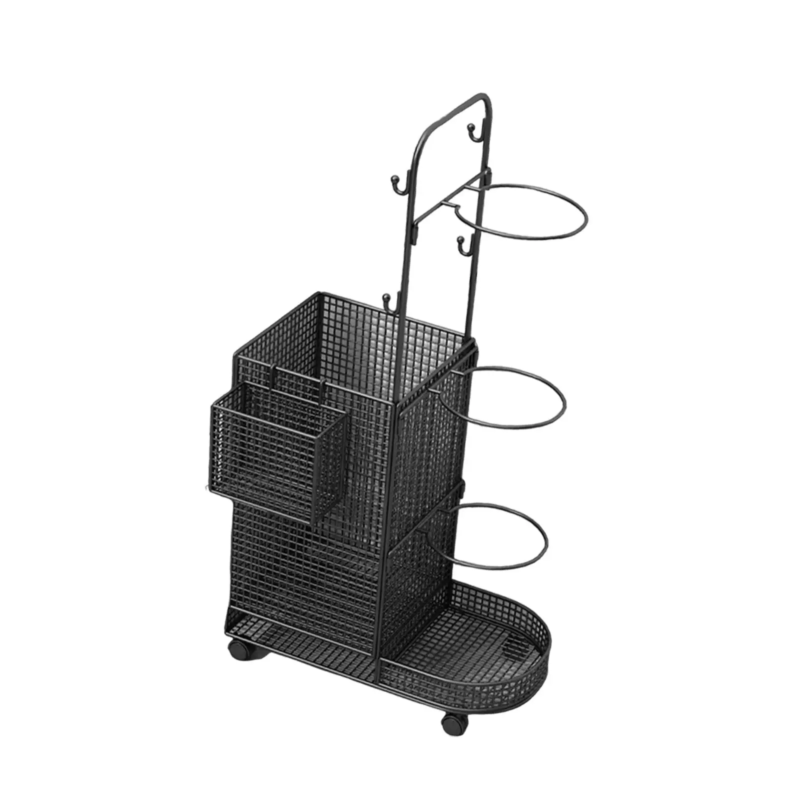 

Indoor Ball Storage Rack with Wheels Vertical Convenient Freestanding Basketball Holder Ball Shelf for Foam Roller Volleyball