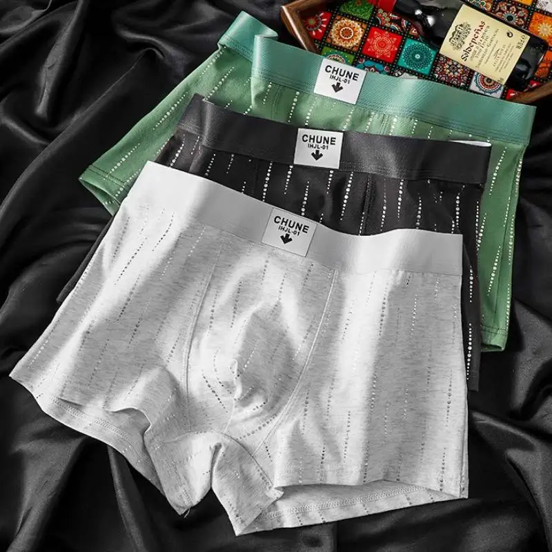 

3 шт. мужские трусы, хлопковые мужские трусы-боксеры в полоску с принтом, мужские трусы, нижнее белье для мужчин, роскошные удобные боксеры