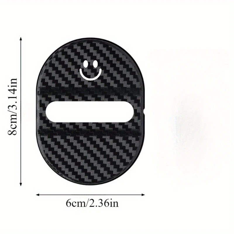 Smiley face design4Individual car door lock protection cover Carbon fiber textured car door lock limiter anti-collision cushioni