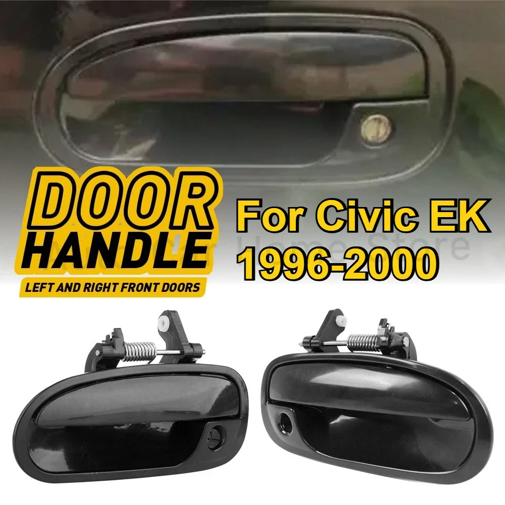NEW Front Outside Door Handles Set LH RH Smooth Black for 1996-2000 Honda Civic EK3 EK9 72180S04J01, 72140S00004