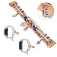 Handmade Beads Bracalet for Fitbit Charge 5 6 Bands Women Elastic Jewels Unique Replacement Strap for Fitbit Charge 3/4 Fashion