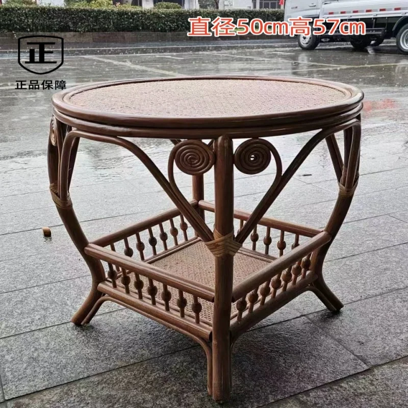 

Natural rattan coffee table small table corner table round rectangular square coffee rattan chair three-piece set