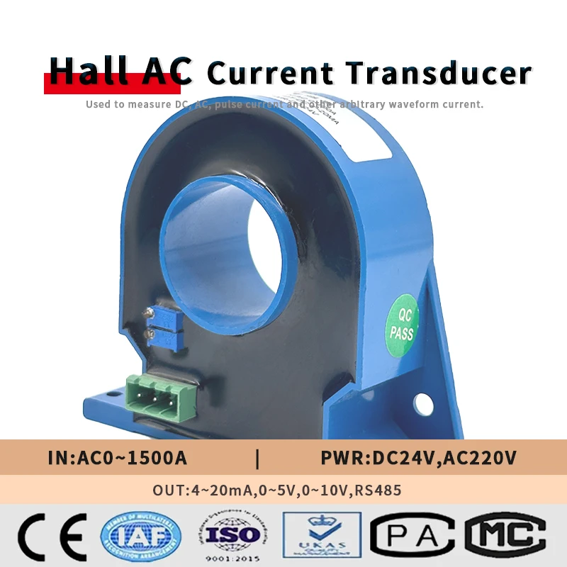 Hall Effect Current Sensor 600A Closed Loop Split Core AC Current Transmitter 4-20mA AC CT Hall Current Transducer