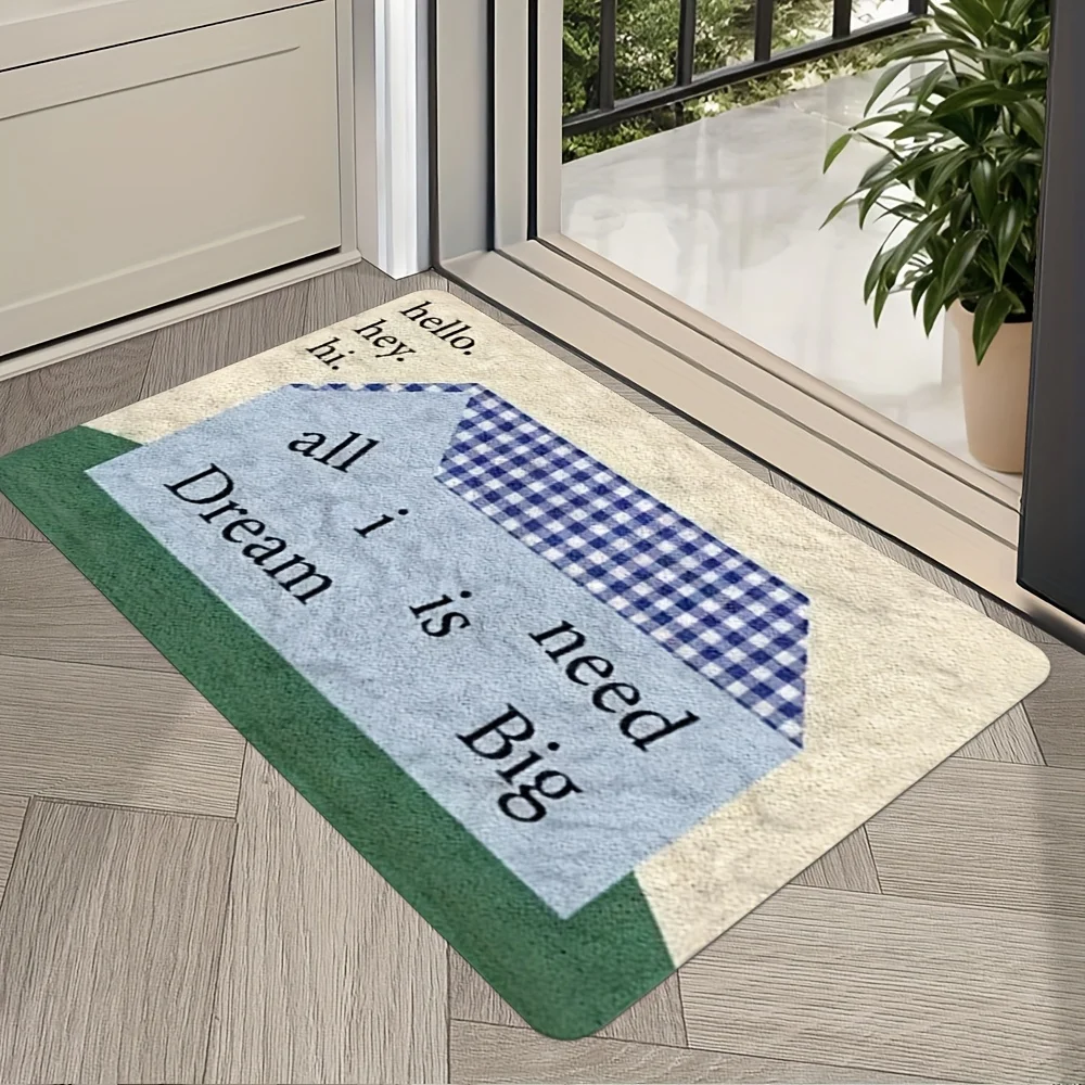 قطعة واحدة من سجادة باب "My Dream Is A Big House"، سجادة مضادة للانزلاق، مناسبة لغرفة المعيشة وغرفة النوم والحمام وديكور المنزل في العطلات