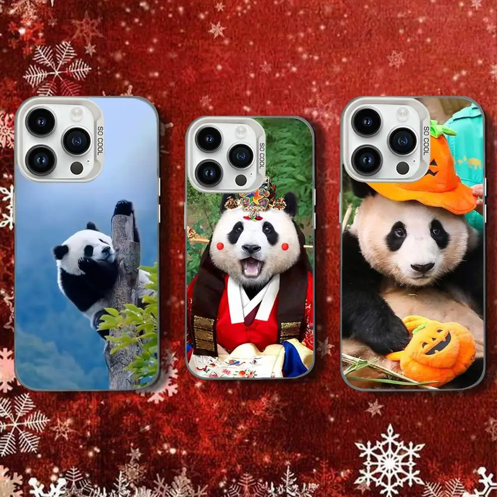 

Black and white fubao panda For iPhone 15,16,17,11,13,12,14,Pro,SE4,Max,Plus,Air,Mini Anti Fall White Hard Bumper Phone Case