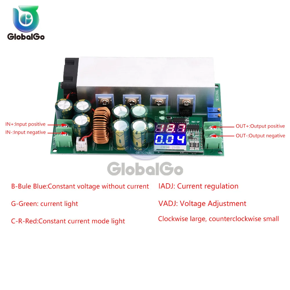 عالية الطاقة قابل للتعديل تنحى وحدة امدادات الطاقة ، LED العرض الرقمي ، باك محول ، 600 واط ، DC12-80V إلى DC2.5V-50V