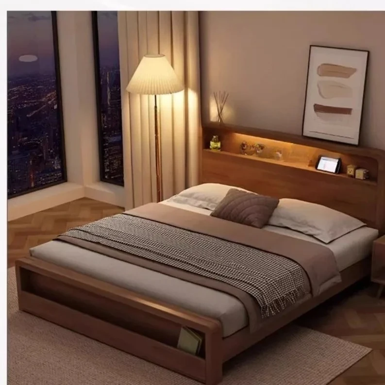 Customizable Nordic full solid wood bed modern minimalist 1.81.5 m1.35 double master bedroom e****my wedding bed