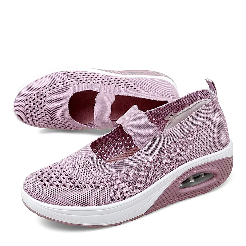 

Women Casual Shoe Fashion Thick Bottom Single Shoes Summer Breathable Hollow Out Mesh Shoes Light Walking Women's Platform Shoes