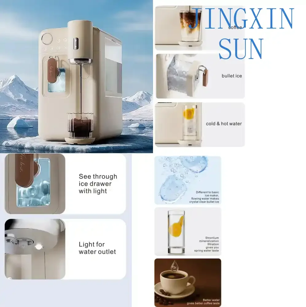 IceMix 4 in 1 Compact Coffee Center for Cold Brew Hot Coffee Bullet Ice Maker with Cold Water Hot Water Dispenser Table Top