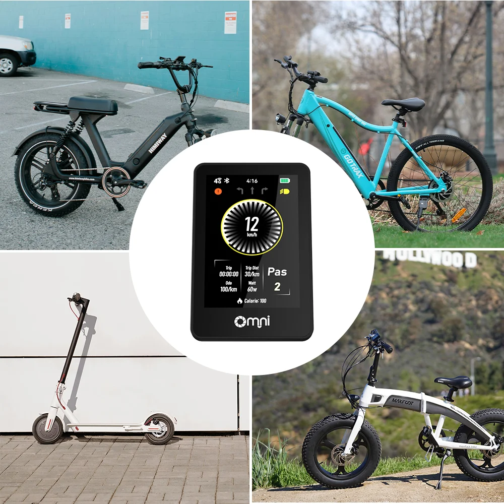 توافق واسع لتحديد المواقع GPS IPX7 HD شاشة ملونة حماية ماس كهربائى سرعة الأميال Ebike شاشة LCD