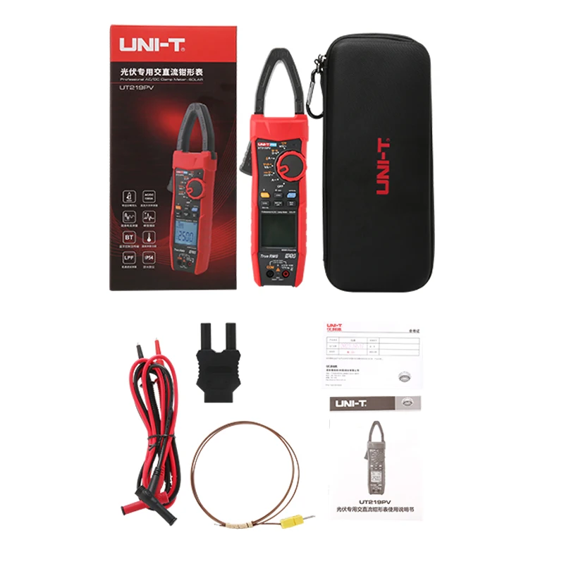 Imagem -06 - Uni T-digital Clamp Meter Alicates Amperímetro Multímetro Profissional Ip65 Bluetooth para Fotovoltaica Ut219pv 1500v 2500v 1000a