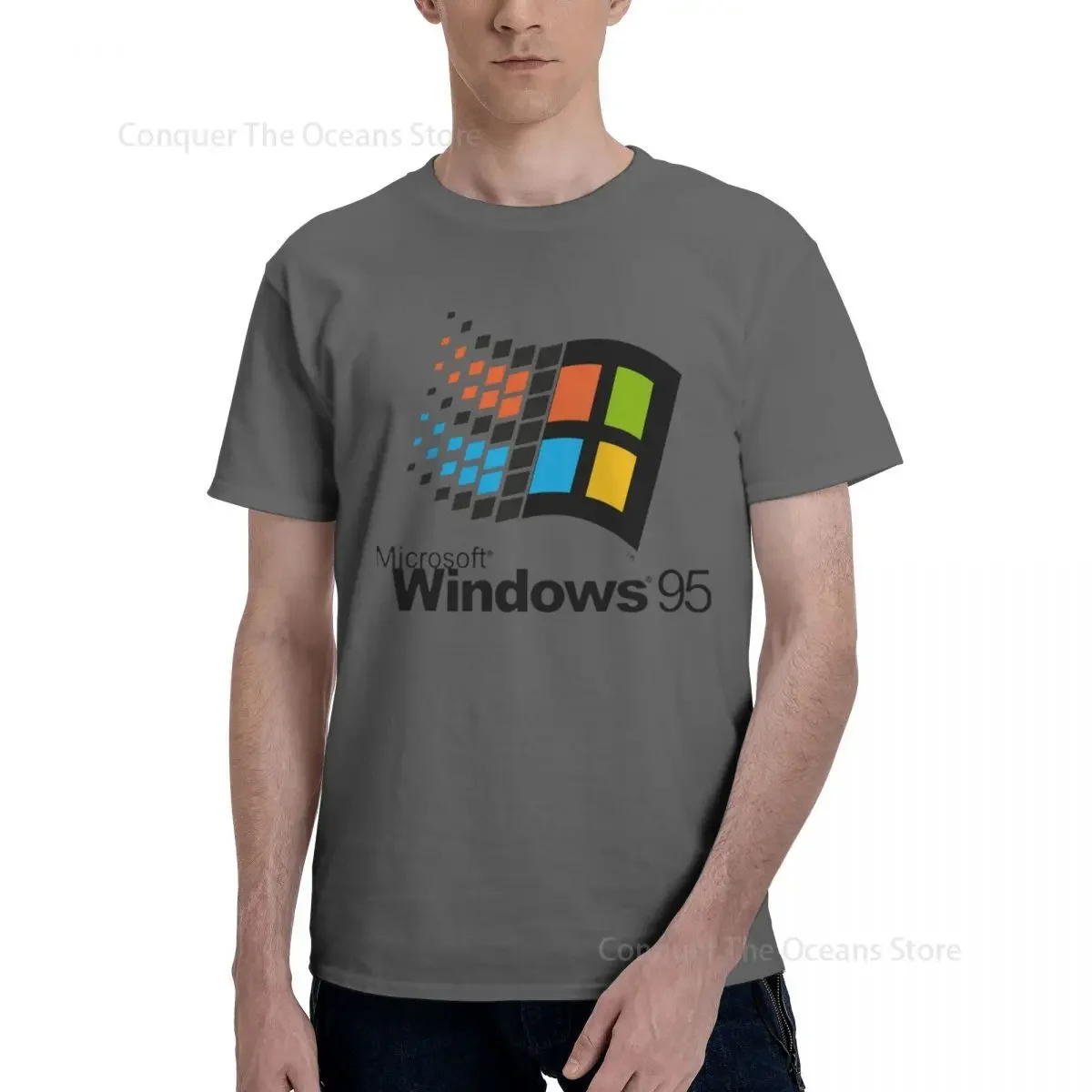 Windows 95 Graphic Men‘s T-Shirt  Women\'s Tee 100% Cotton Windows XP Classic Computer System Print Pattern Oversize Tee