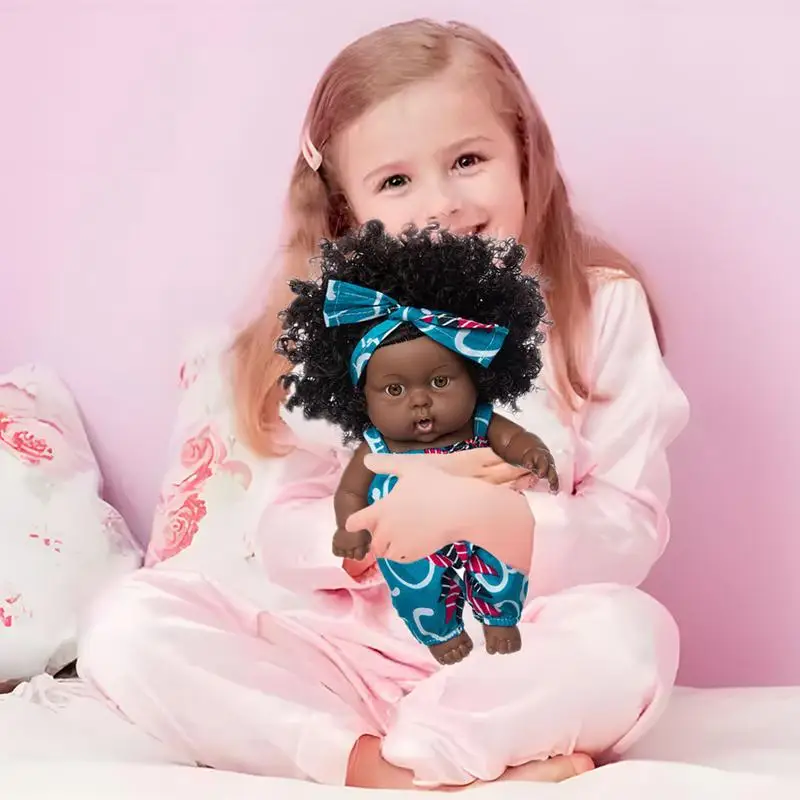 Zwarte Babypop Echt Uitziende Baby Poppen Realistische Zwarte Pasgeboren Baby Meisje Poppen Afro Amerikaanse Reborn Peuter Poppen Voor Meisjes