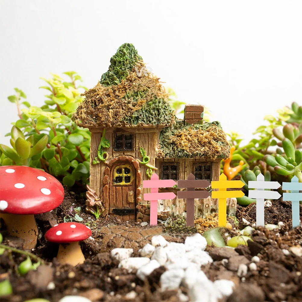 

20pcs Micro Landscape Sign Mini Wood Fence Post Dollhouse Accessories Fairy Garden Tag Multicolor Labels Mini Fences Durability