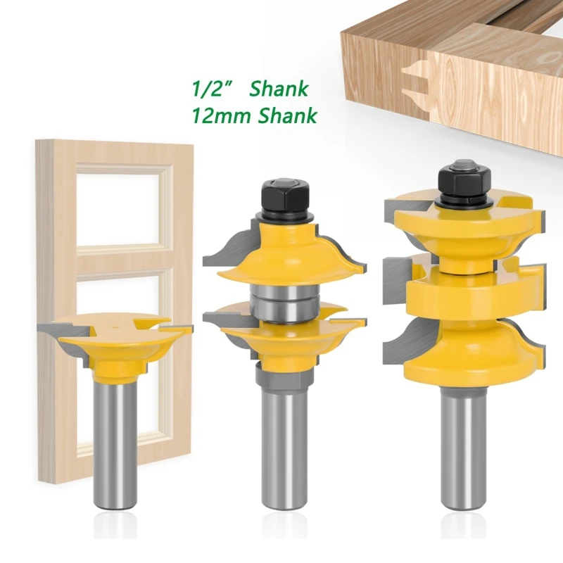 แบบพกพา 3x Router Bits แกะสลัก 12 มม.12.7 มม.คาร์ไบด์เครื่องตัดสำหรับประตู Ogee