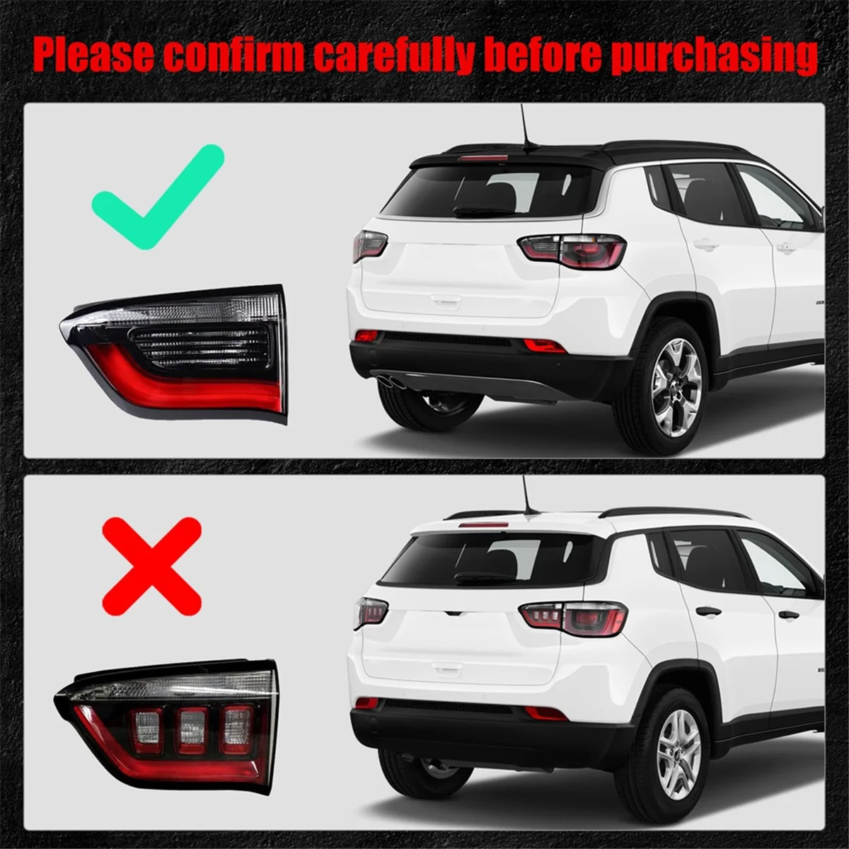 #83R Automotive Parts & Accessories,For Jeep Compass Taillight Tail lamp Brake Lamp Assembly Left,Black & Red