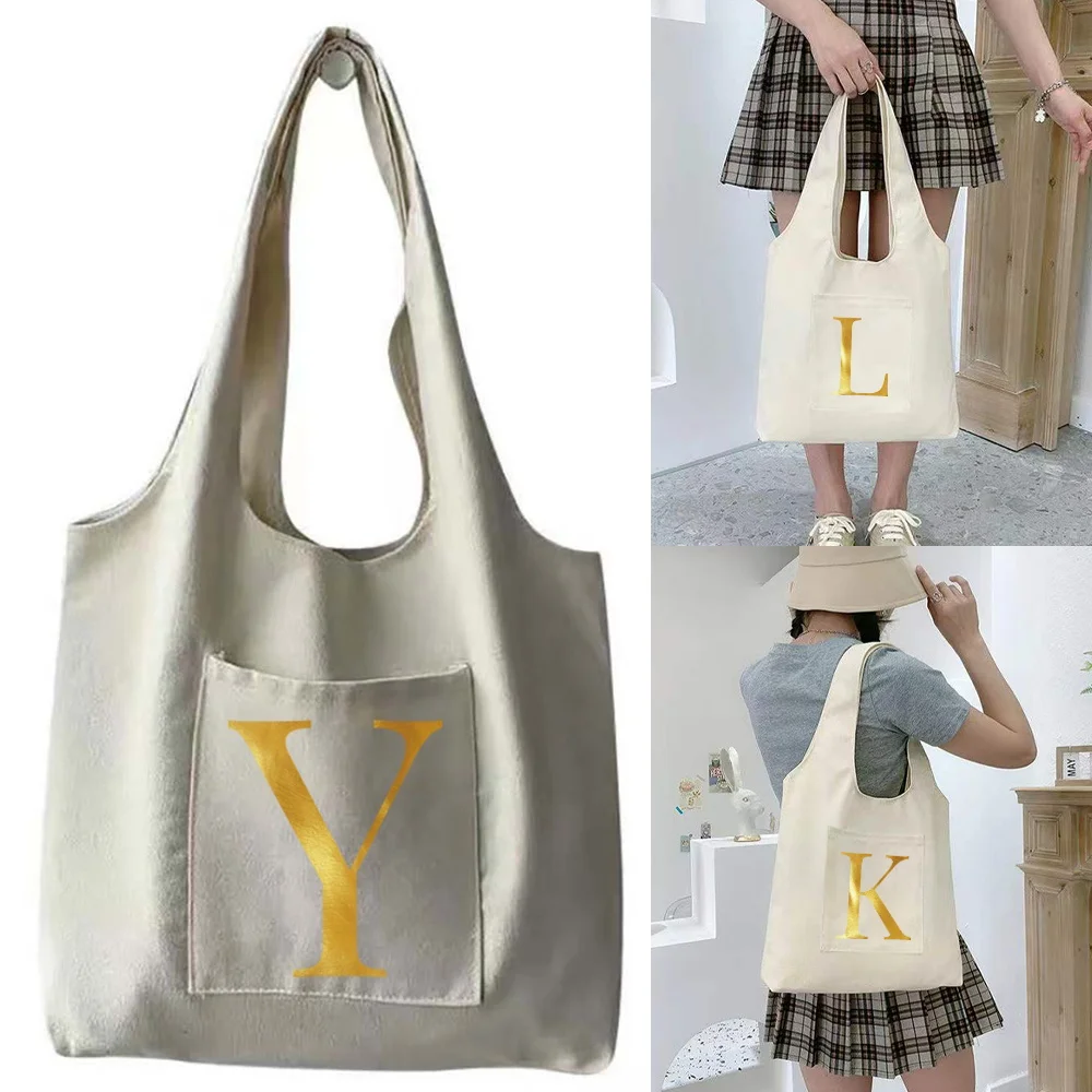 Basic Canvas Tote Handbag Made of Soft Structured Fabric, Organizer Bag for Shopping Belongings