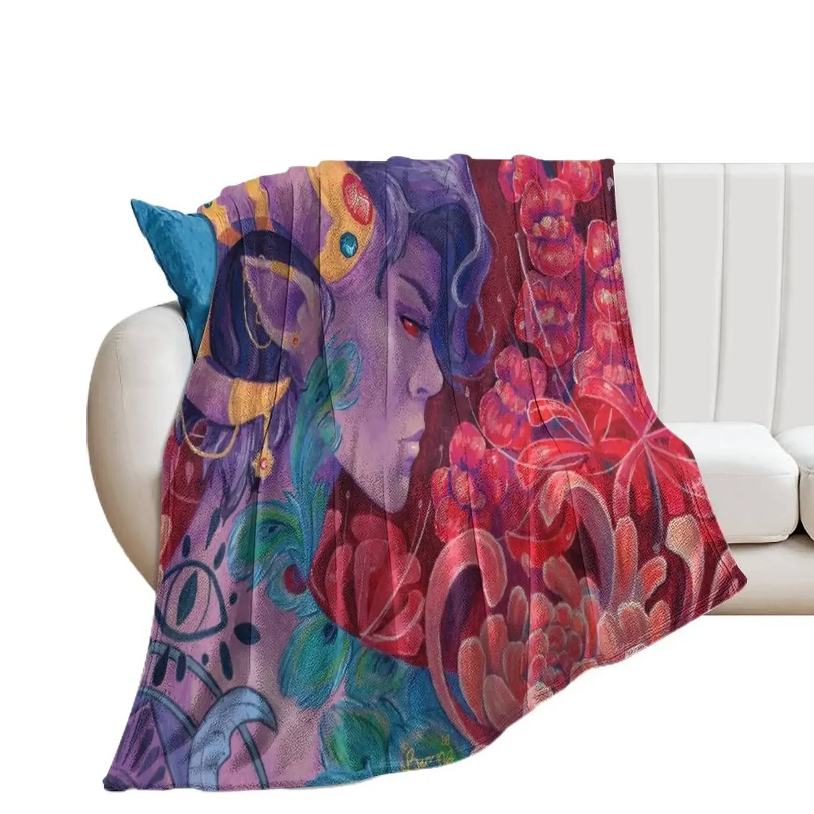 Mollymauk Tealeaf - Eyes Never Shut Throw Blanket Cute Retros Large Blankets