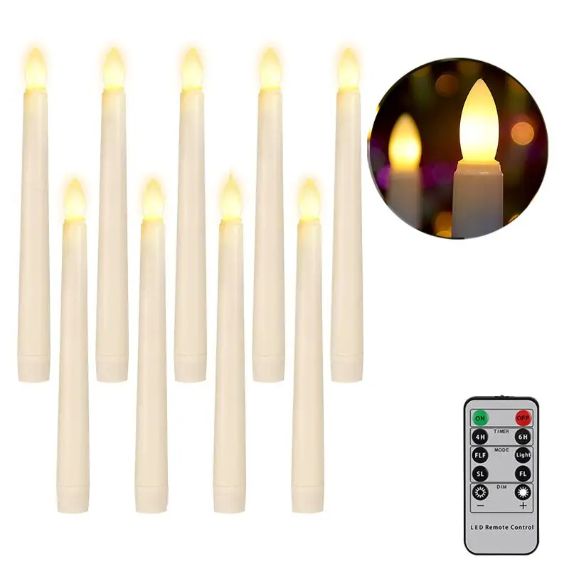 120pcs LED Taper Battery Operated Candle Lamp Remote control w/Timer Wedding Christmas Home Party table Decorative Lighting 20CM