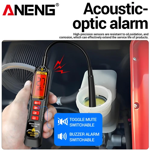 Imagen 2 del producto ANENG-probador de líquido de frenos, pantalla Digital de aceite portátil, alarma Audible/Visual BF01 + RT01, Kit de prueba de detección de relé Digital