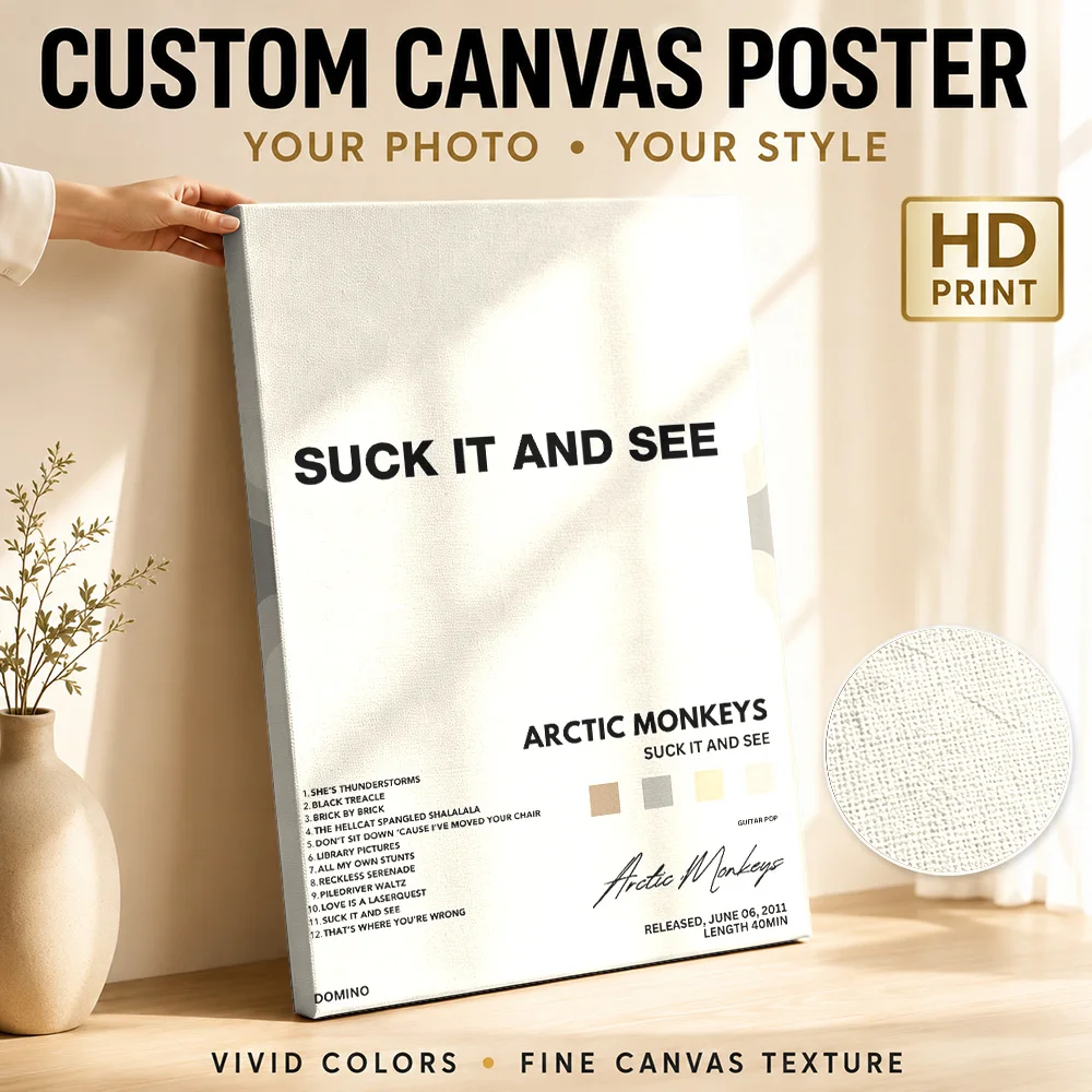Arctic Monkeys - Suck It and See Framed Canvas Poster Custom Photo Retro Music Wall Art for Studio Bedroom Decor Ready to Hang