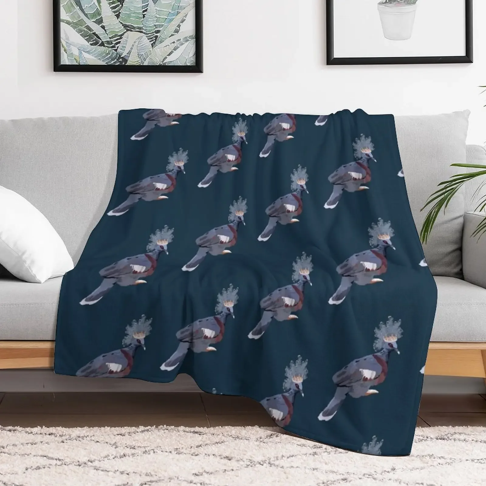 Victoria ‘ crowned’ pigeon Throw Blanket Giant Sofa Plush Blankets