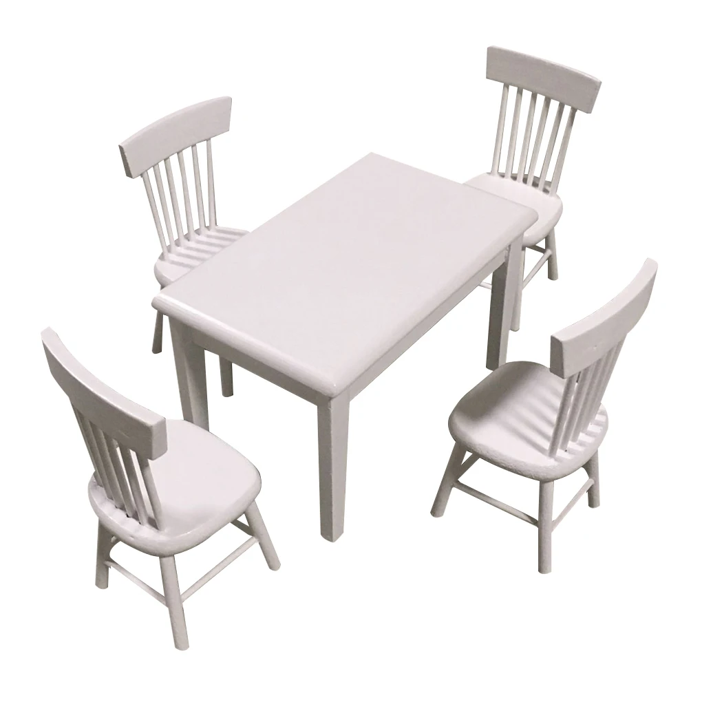 5pcs set 1 12 Dollhouse Miniature Furniture Set Wooden Dining Table 4 Chairs Living Room Accessory