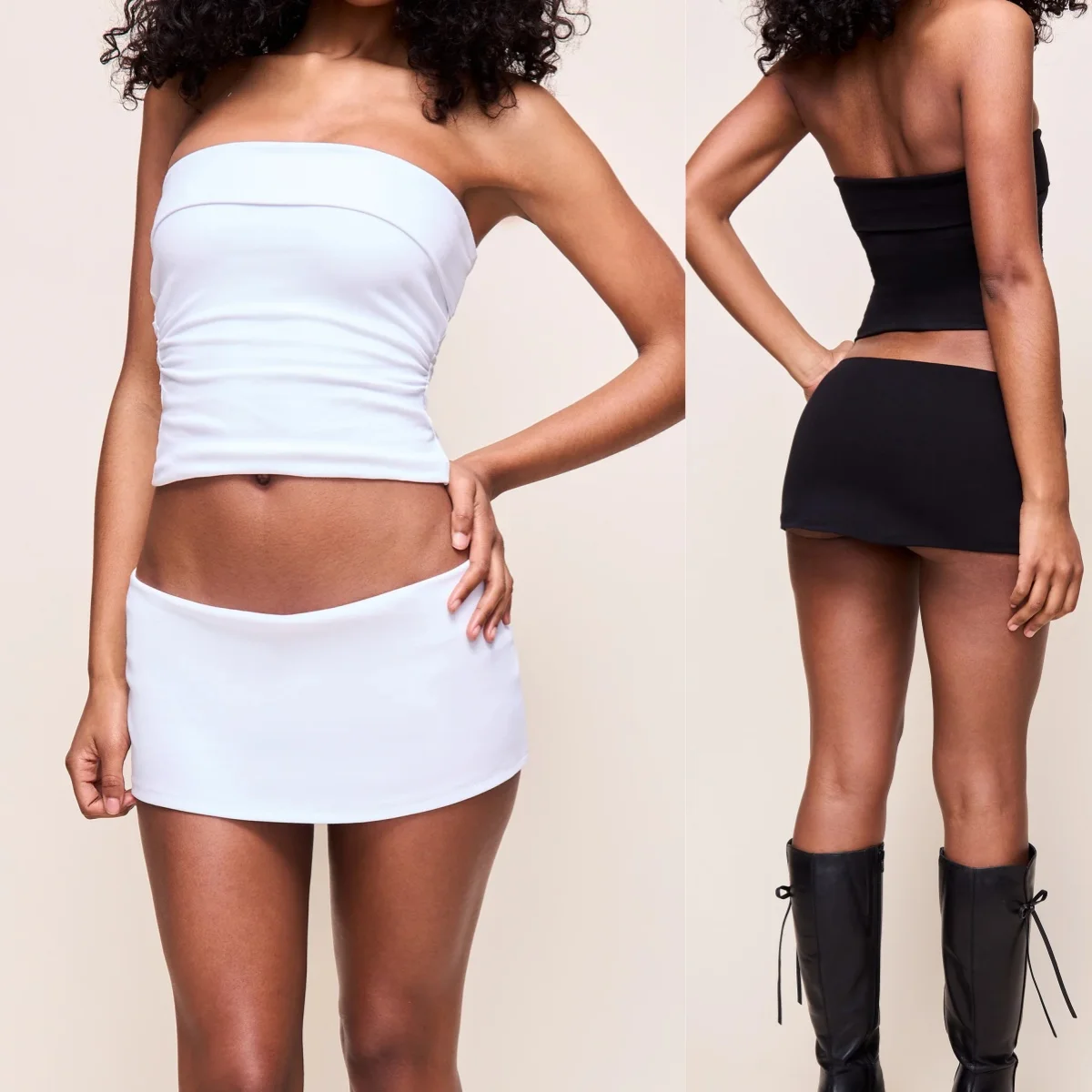 

Guz Spring/Summer Spicy Girl Side-Pleated Tube Top, Slim-Fit Strapless Tank Top, Off-Shoulder Tube Top with Straps, Waist-Cinching Slimming Spicy Girl Short Top