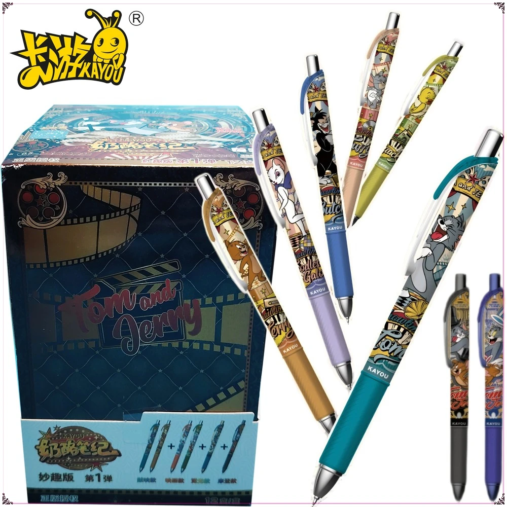 

New Genuine Kayou Tom and Jerry Stationery Blind Box Cartoon Animation Themed Writing Gel Pens Creative Toys Kids Holiday Gifts