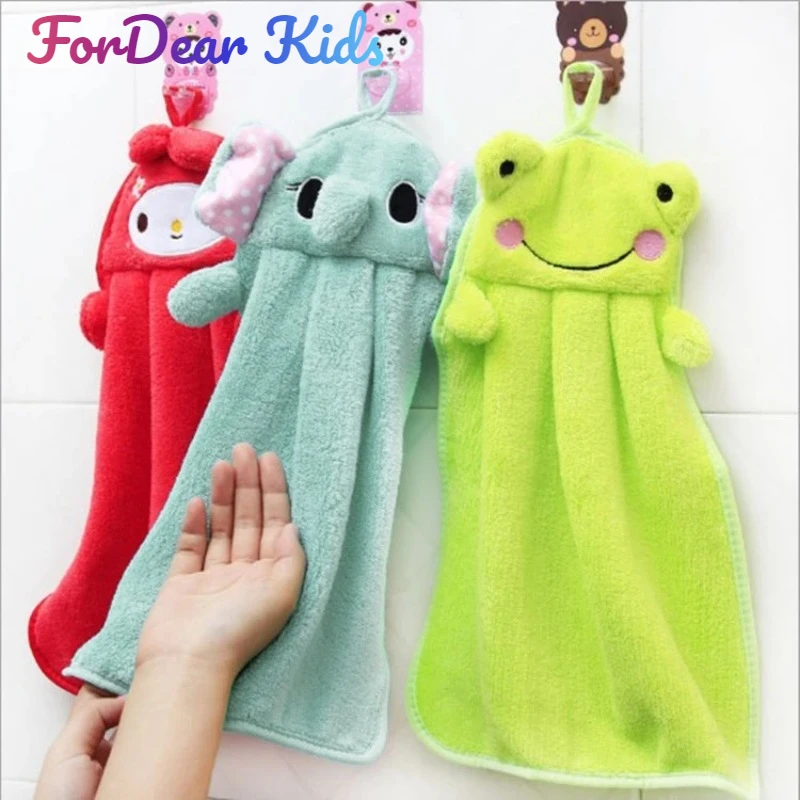 Baby Nursery Hand Towel baby bath towels Toddler Soft Plush Cartoon Animal Wipe Hanging Bathing Towel For Children Towel