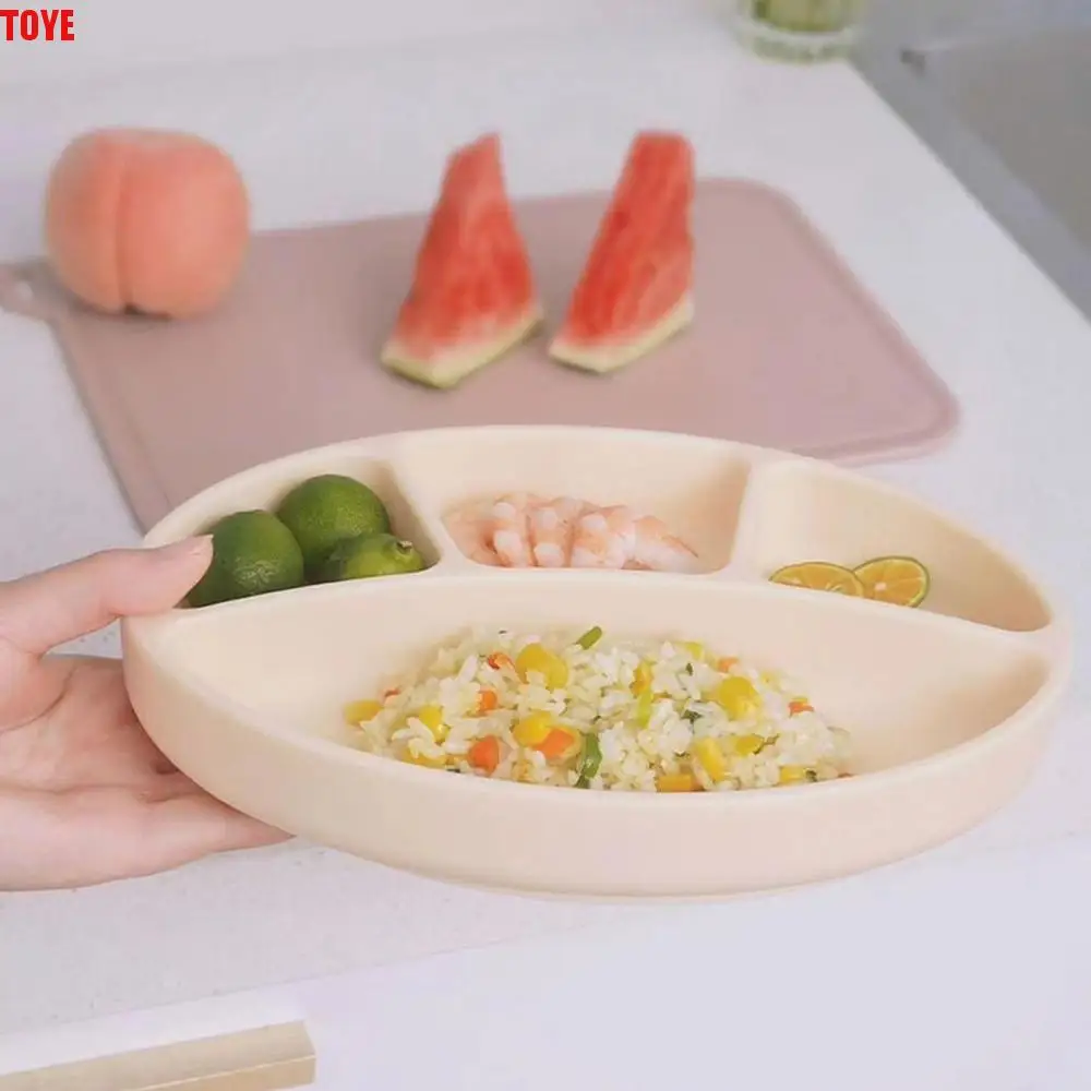 

Нескользящая силиконовая разделенная тарелка, детская посуда без BPA, обеденная тарелка на присоске, прочная и легкая тарелка для еды для малышей, домашнее использование