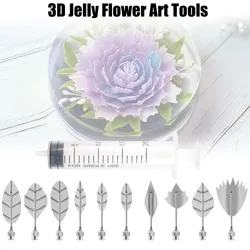 10 Pcs Pudding Nozzle and 1 Syringe Tools 3D Jelly Flower Art Cake Decorating Tool Jelly Cake Jello Gelatin Gadget