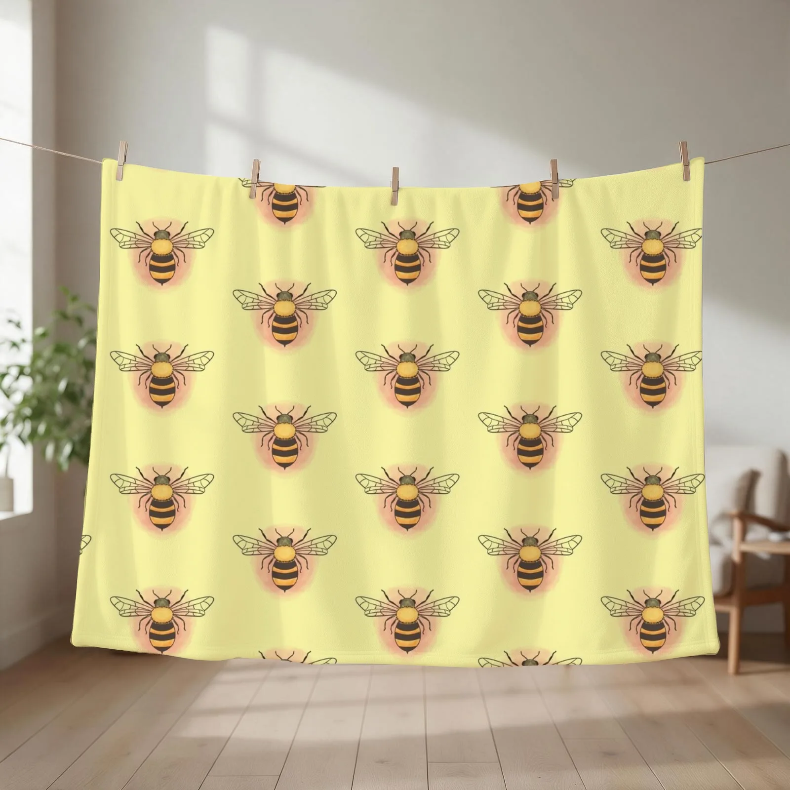 New Honeybee Throw Blanket Furry Luxury Designer Thermals For Travel Hairy Blankets