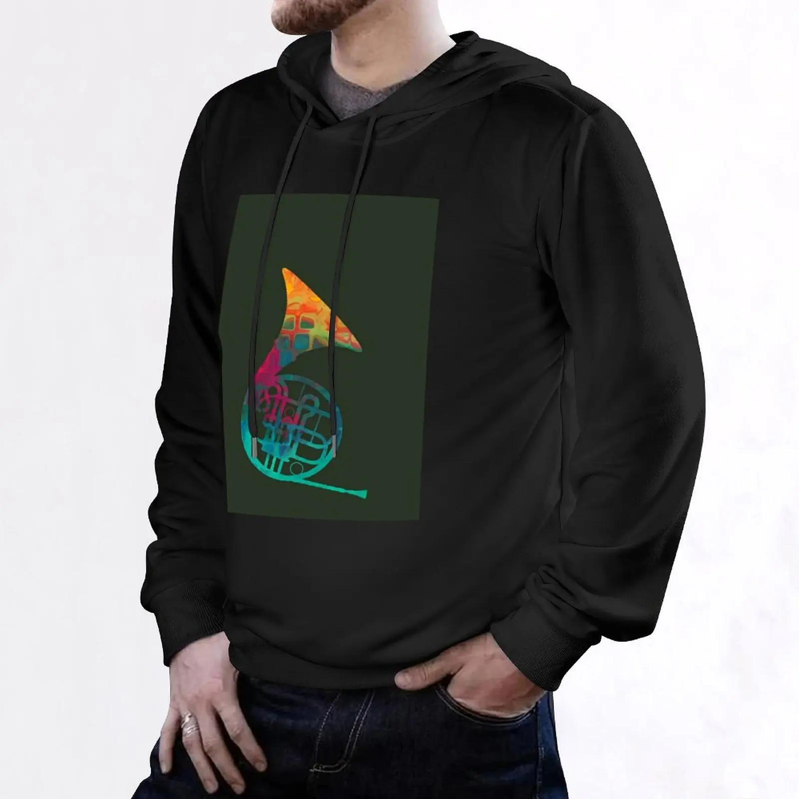 French Horn Hoodie korean clothes aesthetic clothing fashion men male clothes hoodie man