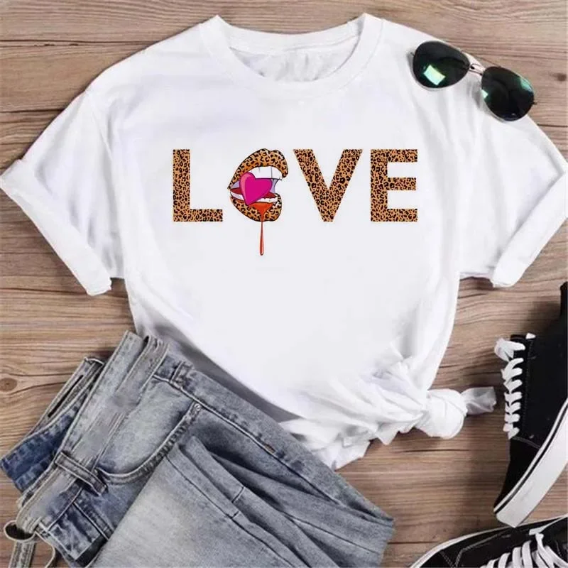 Camiseta de manga corta estampada de talla grande para mujer, holgada e informal, suave, cómoda y transpirable, deportes al aire libre