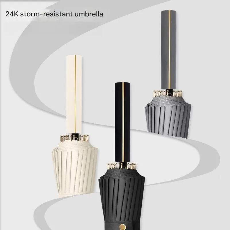 24-костный деловой зонт для гольфа с длинной ручкой, автоматическое увеличение, устойчивый к ветру и дождю, зонт с прямой ручкой
