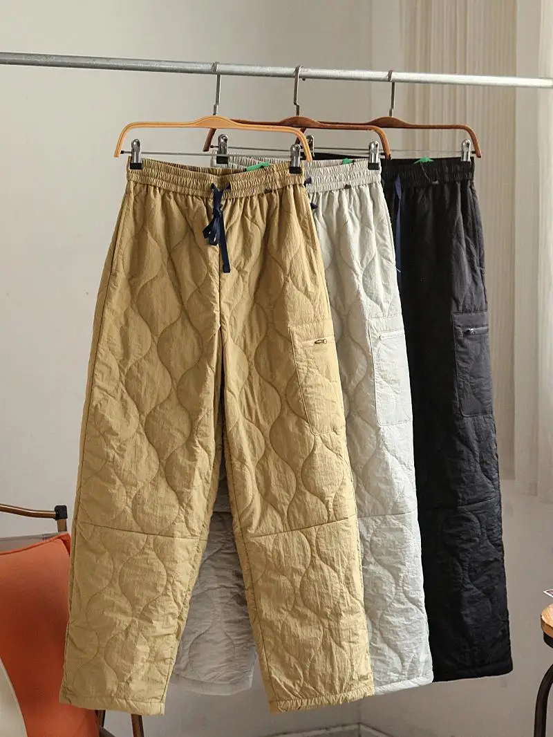 

Зимние повседневные утепленные хлопковые брюки для мужчин, свободного кроя, прямые, теплые, ветрозащитные, водонепроницаемые, спортивные, для отдыха