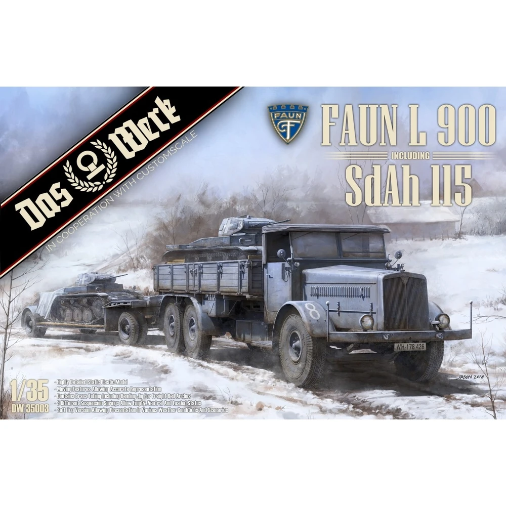 DAS WERK DW35003X 1/35 Faun L900 with Sd.Ah.115 - Scale Model Kit