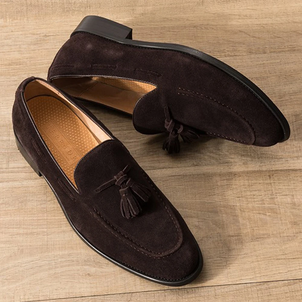 Hot Sale Men Soft Moccasin Driving Suede Genuine Leather Boat Fancy Comfortable Slip on Casual Loafer Shoes Flats